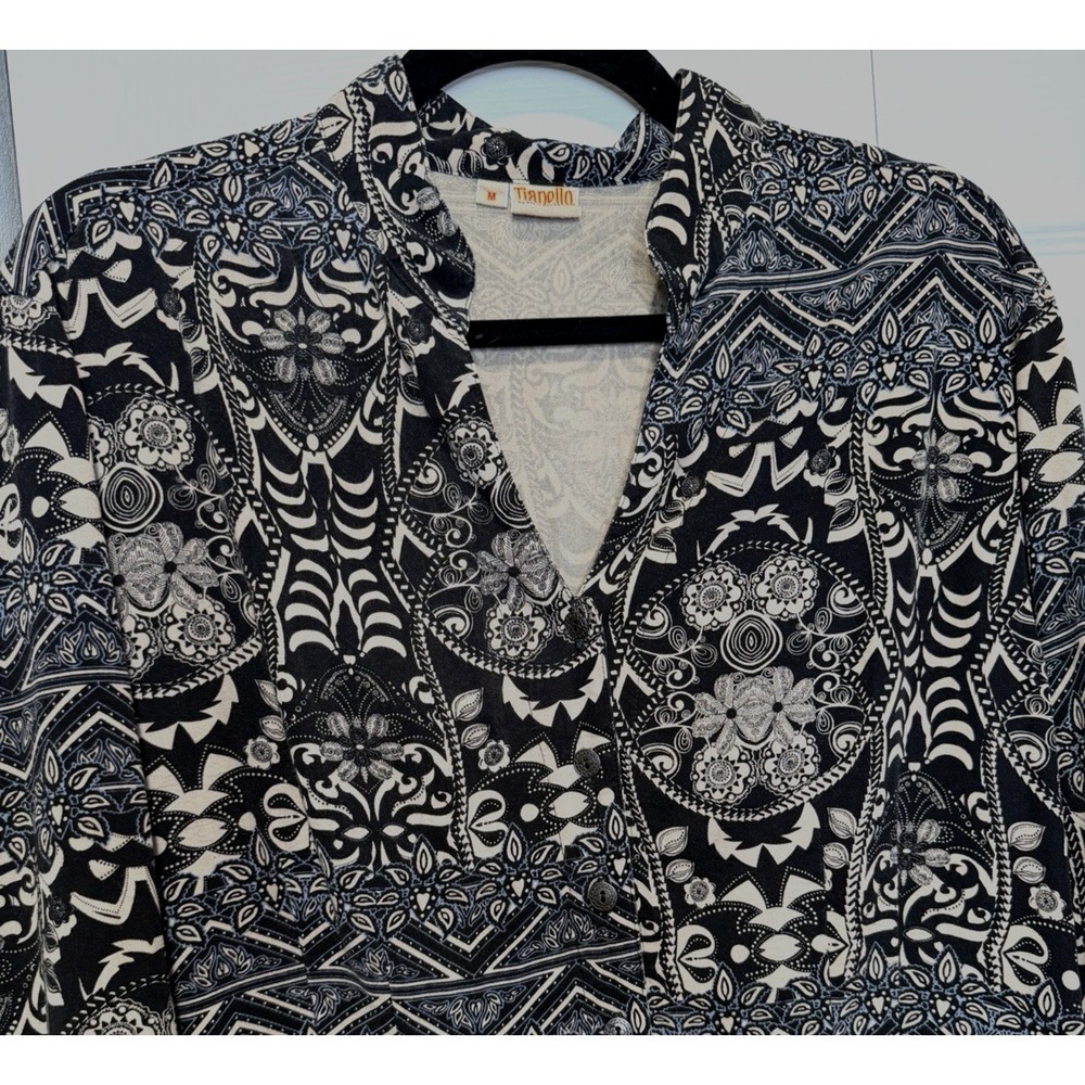 Vintage Tianello by Steve Barraza Womens Button Up Top Size M Artsy Fairy Grunge - Picture 3 of 10
